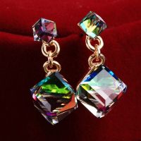 Fashion Stud Earring For Women With Stones Crystal Clear Green/Black/Multicolor Color Cube Jewelry Gift Wholesales Price