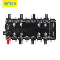 Vktech 1ถึง8หลายทางแยก RGB ฮับ PWM อะแดปเตอร์12V/4ขาสำหรับเมนบอร์ดพัดลม