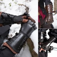 【NATA】 Steampunk Samurai Leather Bracer Long Glove Viking Wrist Guard Cuff Medieval Armor Gauntlet Archer Costume Cosplay For