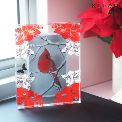 KlearObject กรอบรูปตั้งโต๊ะ กรอบรูปอะคริลิคใส ขนาด 7x9 นิ้ว : K146 photo frame bloom1