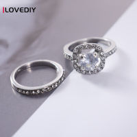 ILOVEDIY แหวน Zircon 2ชิ้น/เซ็ต,แหวนไพลินสีขาวธรรมชาติแหวนคู่แต่งงานของขวัญเครื่องประดับวันวาเลนไทน์