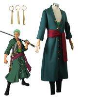 Kostum คอสเพลย์อะนิเมะชิ้นเดียว Roronoa Zoro Kostum ฮาโลวีน Pakaian Peran Kimono Pakaian Seragam Pesta ชุด Lengkap