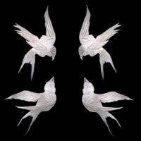 Ivory thread embroidery swallows bird patch for cloth gold thread birds applique swallows cloth stickers