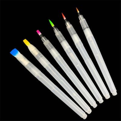 OKDEALS 6ชิ้น/ชุดภาพวาดศิลปะการวาดภาพอุปกรณ์ดินสอนุ่มหมึกพู่กันสีน้ำแปรงปากกาทาสีปากกาสีน้ำ
