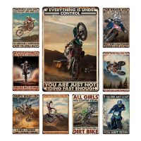 Retro Art Cross-Country Motorcyclist ป้ายดีบุกโลหะภาพวาดโปสเตอร์-แฟชั่นสโลแกน Wall Art ตกแต่งบ้านภาพจิตรกรรมฝาผนัง Aesthetic