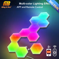 Ming&amp;Ben สมาร์ทโคมไฟผนัง RGB แบบ DIY พร้อมแอป/ ภายในรีโมทคอนโทรล LED ไฟกลางคืน USB สำหรับตกแต่งห้องนอนเกมคอมพิวเตอร์