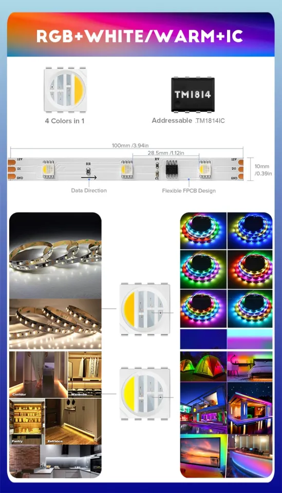 Led Strip Lights 65.6ft IP65 Smart RGBIC Acoshneon