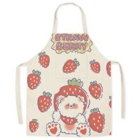 Cartoon Cute Kitchen Housework Apron  Cute Bear Strawberry Pattern Sleeveless Apron  Parent-child Cleaning Tools Fartuchy фартук Aprons