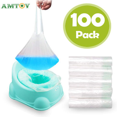 100Pcs Potty Liners Travel Chair Liner With Drawstring Universal Training Toilet Seat Potty Bags Cleaning Bag For Kid