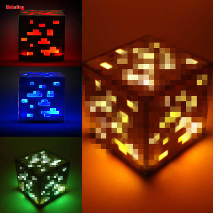 Hujan Minecraft Lampu Malam Kreatif Patung Bijih Batu Baru Lampu Bohlam