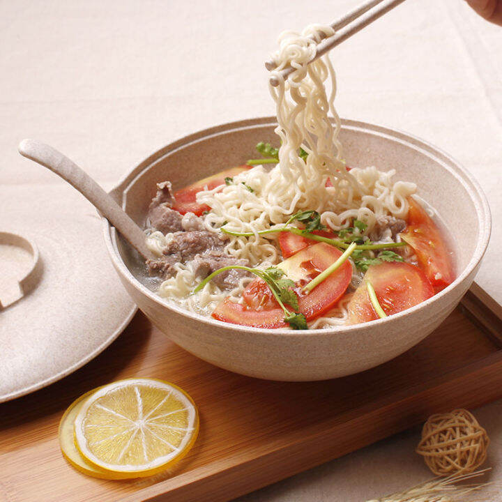 wheat-straw-bowl-salad-instant-noodles-large-soup-bowl-household-tableware-with-lid-chopsticks-spoon-dropshipping