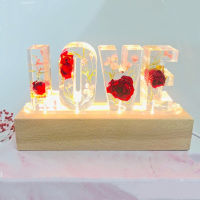 Alphabet-Custom Eternal Flower LED Night Light USB Letter Led Dried Decorative Lamp For Lover Wife Girlfriend Anniversary Gift