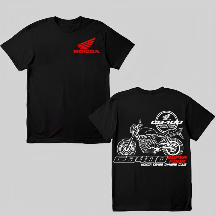 เสื้อยืด-unisex-คุณภาพดี-s-5xl-cotton-100-moto-tees-honda-cb400-super-four-series-owners-club-tshirt-gildan-76000