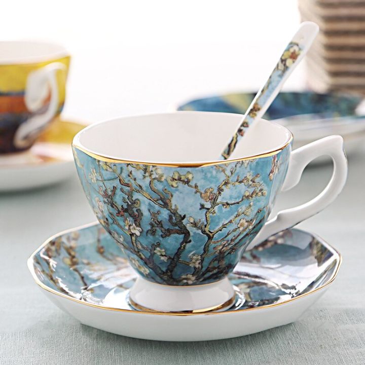 van-gogh-ภาพวาด-star-กาแฟ-porcelain-ถ้วยและจานรองชุดเซรามิค-ware-bone-china-ภาษาอังกฤษถ้วยชายามบ่ายและชุดช้อนจาน