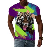 Summer New 3D Creative Oil Painting Tiger Men t-shirt Personality Fashion Animal Print graphic t shirts Interesting Trend tshirt