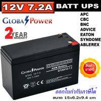 แบตเตอรี่แห้ง AGM ขั้นเทพ เกรดพรีเมี่ยม Global Power Battery 12V 7.2AH  สำหรับ UPS และใช้งานทั่วไป ของแท้ ประกันศูนย์ 2ปี