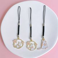 ❀❀ cute cherry blossom rabbit cat mobile phone pendant for women exquisite U disk lanyard anti-lost school student activity gift