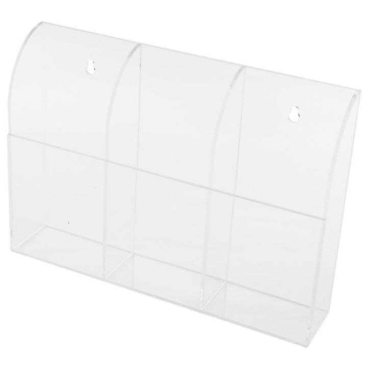 Clear Acrylic Remote Control Holder Wall Mount Media Organizer Storage Box (Three Compartments