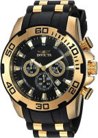 Invicta Mens Pro Diver Stainless Steel Quartz Watch with Silicone Strap, Black, 25 (Model: 22340)