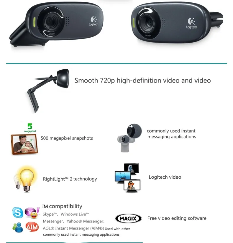 Webcam Logitech C310 độ nét cao 720p là một sản phẩm camera hàng đầu trên thị trường hiện nay. Với độ phân giải cao 720p và khả năng quay video chất lượng cao, webcam này không chỉ giúp bạn thực hiện các cuộc họp trực tuyến hiệu quả mà còn cho phép bạn ghi lại những khoảnh khắc quan trọng nhất trong cuộc sống.