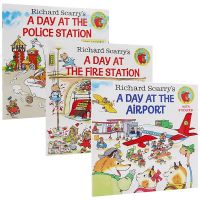 Busy day 3-volume set English original childrens Picture Book Richard scarrys a day airport police station fire station scarry golden childrens Book English childrens Enlightenment book