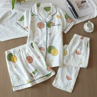 JULYS SONG 3pcs Viscose Women Pajamas Casual Sleepwear Shirt+Pants+Shorts Woman Printed Summer Pyjama Shorts Female Lounge wear