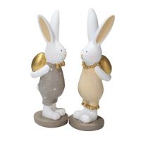 1 Pair Bunny Rabbit Figurine Ornaments Micro Landscape Statue Rustic Easter Desktop Garden Decoration Micro Landscape Statue