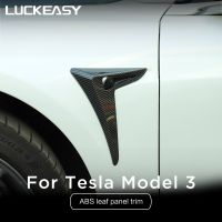 LUCKEASY For Tesla Model 3 Car Exterior Accessories Model3 2023 ABS Front Camera Cover C-Pillar Boomerang Decorative Stickers