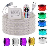 10/15/20/30M 220V ไฟแถบ LED RGB บลูทูธ/รีโมทคอนโทรล SMD 5050 Waterproof ตกแต่งกลางแจ้ง / ในร่ม ของขวัญแสงสว่าง ในสวนหลังบ้าน/ห้องครัว/ห้องนอน LED RGB Strip