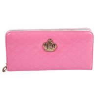 women quilted long wallet crown purse women Wallets With Coin Bag（Pink Crown）