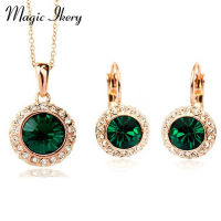 Magic Ikery Fashion Wedding Crystal Gold Color bridal turkish Jewelry Set Vintage Moon Necklace Earrings Set For Women jewellery