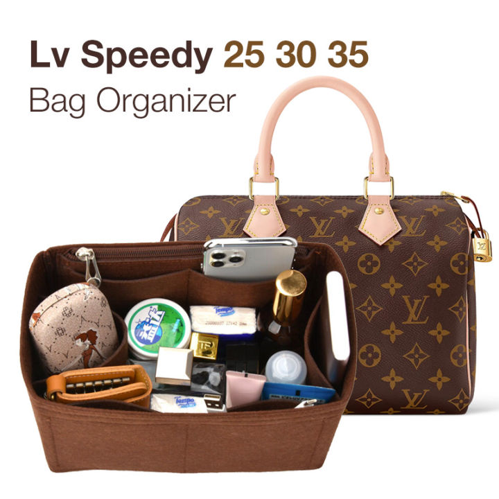 Felt Purse Bag Organizer Insert with zipper Bag Tote Shaper Fit LV Speedy  30