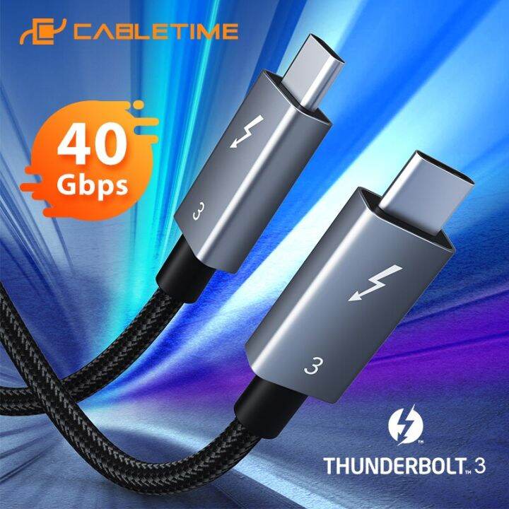 CABLETIME USB C ถึง USB C สาย PD 100W USB 3.1 Thunderbolt 3สาย40Gbps สำหรับ Macbook Pro Ipad Pro