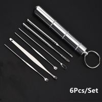 6Pcs/Set Stainless Steel Ear Pick Wax Remover Curette Ear Wax Pickers Ear Pick Cleaner Ear Cleaner Spoon Care Ear Clean Tool