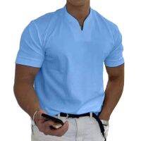 TUSHANGGE Mens Polo T-Shirts Short Sleeve V-Neck Tops Daily Mens Solid Color Clothes Golf Shirts Workout Fitness Sports Wear