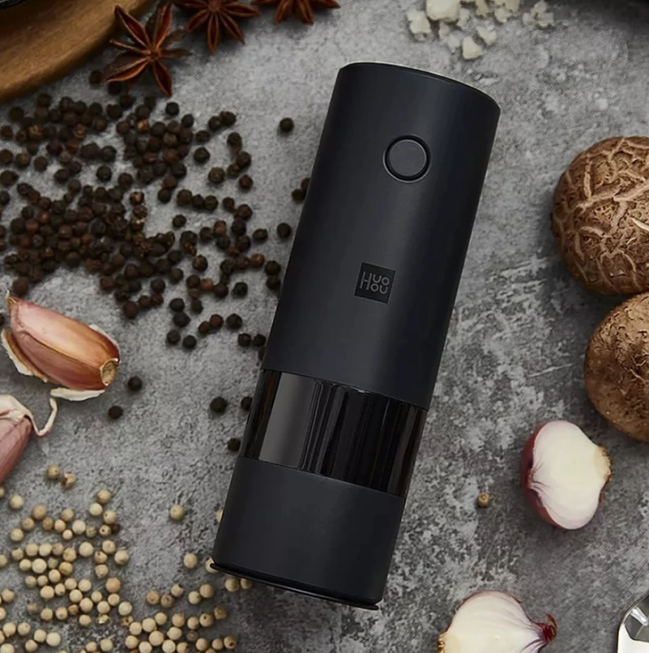 youpin-huohou-electric-automatic-mill-pepper-and-salt-grinder-led-light-5-modes-peper-spice-grain-pulverizer-for-cooking-พร้อมส่ง