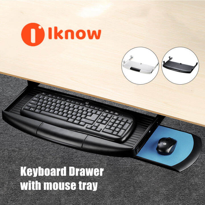 Keyboard Drawer Under Desk with Mouse Platform,EasyGlide Sliding Under