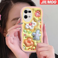 เคส JIUMOO สำหรับ OPPO Reno 7 4G Reno 8 4G Pro F21 3D ลายดอกไม้สีสันสดใสเคสโทรศัพท์กรอบซิลิโคนนิ่มใสเลนส์กล้องถ่ายรูปเคสโปร่งใสป้องกันการกระแทก