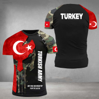 2023 NEW Mens Türkiye Military T-shirt, Round Neck, Short Sleeve, Loose Print, Veterans Summer Skull Pattern brand new T-shirt