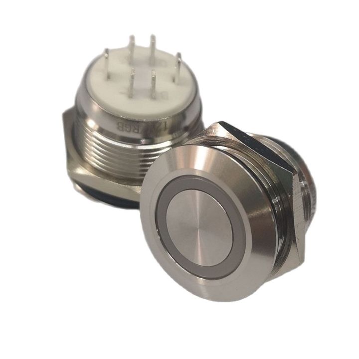 metal-push-button-switch-waterproof-led-self-return-tri-color-r-g-b-16-19-22mm-light-momentary-automatic-reset-button-3v-12v