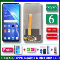 หน้าจอ LCD + แผงสัมผัสสำหรับ Oppo Realme 6,จอ LCD 100% นิ้วของแท้6.5ผ่านการทดสอบแล้ว RMX2001สำหรับ Oppo Realme 6S RMX2002 LCD