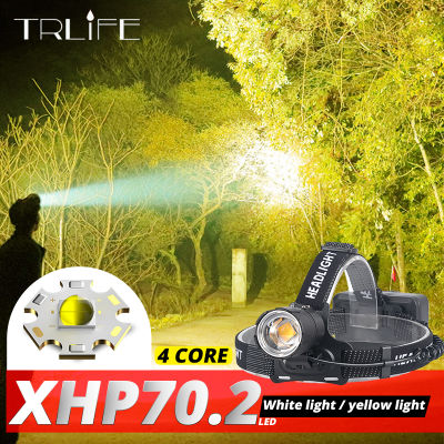 3000000LM The Most Powerful XHP70.2 LED Headlamp Yellow White Light LED Headlight Fishing Camping ZOOM Torch Use 3*18650 Battery