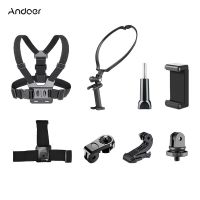 Andoer Sports Camera Accessory Chest Strap+Head Strap+Neck Holder+Phone Holder for Cycling Hiking Video Recording Live Stream