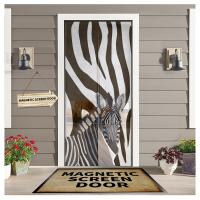 【LZ】 Zebra Skin Texture Door Curtains Summer Magnetic Anti-mosquito Screen Insect Fly Bug Home Kitchen Printed Curtains