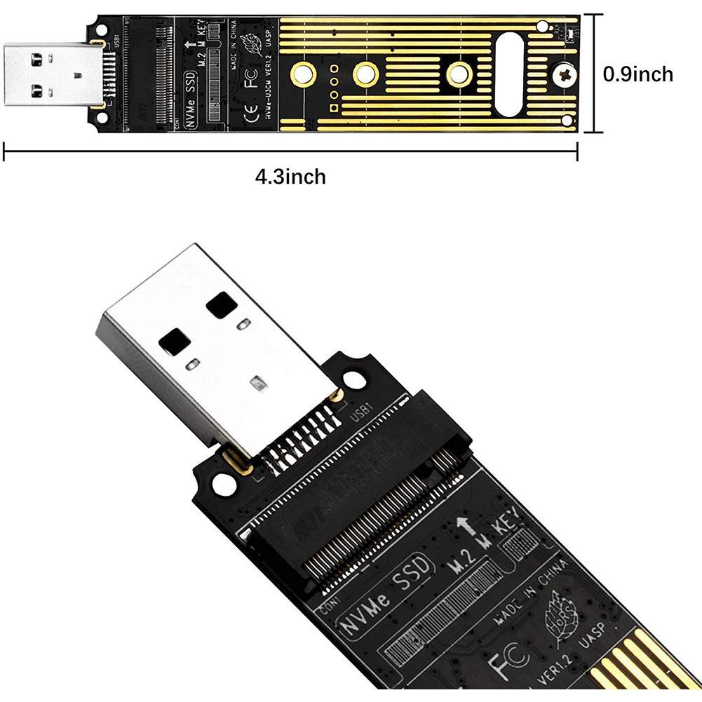 iJiZuo M.2 NVMe zu USB-Adapterplatine M.2 PCIe-basiertes M-Key-Festplattenkonverter-Reader-Festplattenkonverter M.2 SSD zu USB 3.1 Typ A-Karte 