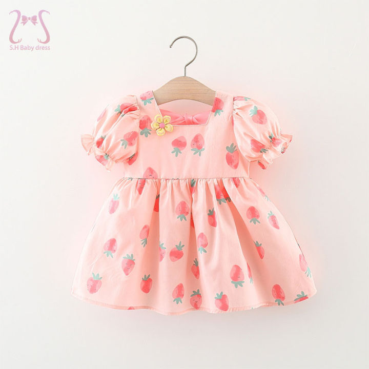 Sweet Pink Cotton Baby Dress For Girls High Quality Summer Outfit