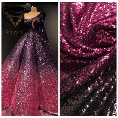 LASUI NEW 20 colors available 3MM encryption sequin gradient mesh lace fabric Evening dress show clothe Party dress fabric W0041
