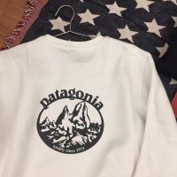 Patagonia เสื้อกันหนาวแขนยาว,เสื้อกันหนาวพิมพ์ลายตัวอักษรภูเขาทรงหลวมเสื้อบุผ้าฝ้ายบริสุทธิ์