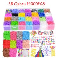 38Color 19000Pcs Loom Rubber Band Bracelet Kit For Kids Hair Rubber Loom Bands Make Woven Wrist Necklace DIY Toys Christmas Gift Beads