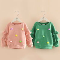 Spring Autumn 2 5 6 7 8 9 10 Years ChildrenS Birthday Gift Flare Trumpet Sleeve Decoration Coat Kids Baby Girl Sweatshirt